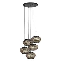 Steinhauer 5-lichts hanglampNox Light met bamboe kappen - 4523ZW