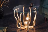 Ronde bijzettafel WILDLIFE OCTOPUS 50cm goud sculptuur glas - 44567
