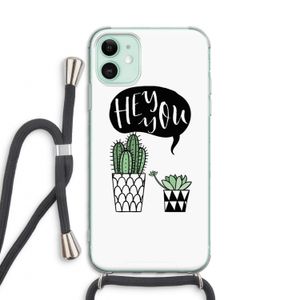Hey you cactus: iPhone 11 Transparant Hoesje met koord