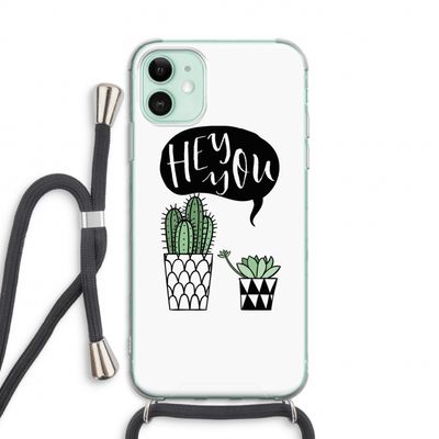 Hey you cactus: iPhone 11 Transparant Hoesje met koord