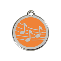 Music Orange roestvrijstalen hondenpenning medium/gemiddeld dia. 3 cm - RedDingo