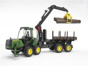 bruder John Deere 1210E Forwarder met vier boomstammen en grijper modelvoertuig 02133