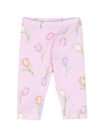 Monnalisa legging en coton stretch à fleurs - Rose