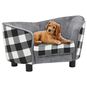 VidaXL Hondenbank 68x38x38 cm pluche grijs