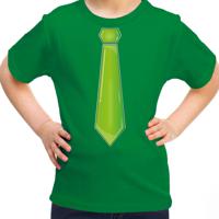 Verkleed t-shirt voor kinderen - stropdas - groen - meisje - carnaval/themafeest kostuum - thumbnail