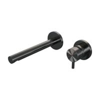 Brauer Gunmetal Edition Inbouw Wastafelmengkraan met Rechte Uitloop en Rozetten Model B1 Gunmetal Geborsteld PVD