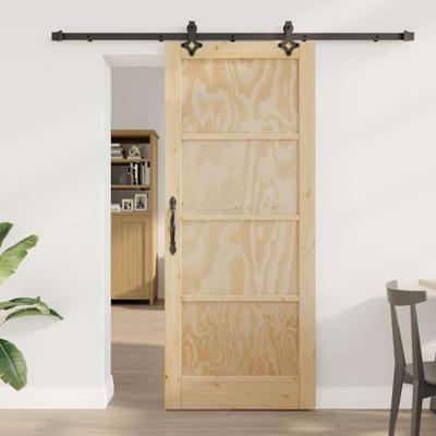 Schuifdeur met beslag 83x202 cm massief grenenhout