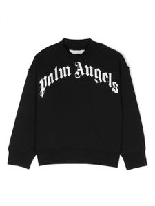 Palm Angels Kids sweat en coton à logo incurvé - Noir