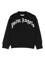 Palm Angels Kids sweat en coton à logo incurvé - Noir