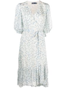 Polo Ralph Lauren robe mi-longue à fleurs - Bleu