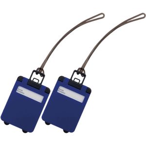 Pakket van 2x stuks kofferlabels kobalt blauw 9,5 cm - Bagagelabels