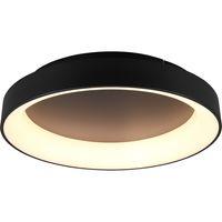 LED Plafondlamp - Plafondverlichting - Trion Gurano - 48W - Aanpasbare Kleur - Afstandsbediening - Dimbaar - Rond - Mat Zwart - Aluminium
