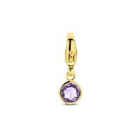 14K Geelgouden Slotbedel Februari Geboortesteen 15x5mm