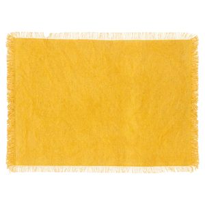 Secret de Gourmet placemats Kenya - 1x - geel - 45 x 30 cm - katoen - met franjes - Placemats
