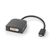 Nedis USB-C™ Adapter | USB 3.2 Gen 1 | USB-C™ Male | DVI-D 24+1-Pins Female | 1080p | 0.20 m | Rond | Vernikkeld | PVC | Zwart | Doos - CCGB64552BK02