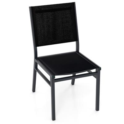 Buiteneetstoelen Terrasfauteuil met Ademende Zitting en Rugleuning Stevig Aluminium Frame Lichtgewicht Stoel voor Tuin Zwart