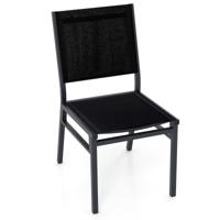 Buiteneetstoelen Terrasfauteuil met Ademende Zitting en Rugleuning Stevig Aluminium Frame Lichtgewicht Stoel voor Tuin Zwart