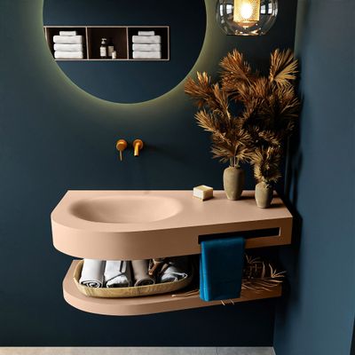 MONDIAZ RIVA 100cm Wastafel met planchet kleur Rosee. Wastafel DULCET links 0 kraangaten kleur Rosee. MONDIAZ RIVA 100cm Wastafel met planchet kleur Rosee. Wastafel DULCET links 0 kraangaten kleur Rosee.