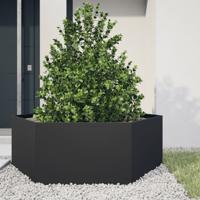 Plantenbak zeshoek 138x120x45 cm staal zwart Plantenbak zeshoek 138x120x45 cm staal zwart