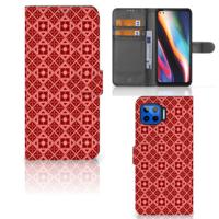 Motorola Moto G 5G Plus | Telefoon Hoesje | Batik Rood | Portemonnee hoesje