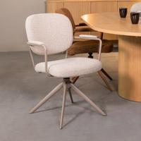 LABEL51 Eetkamerstoel Basel - Naturel - Royal Boucle - Taupe Metalen Frame