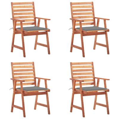 Tuinstoelen 4 st met kussens massief acaciahout