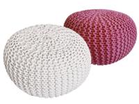 Evelyn - Sitzhocker Pouf SET 2 - gerecycled katoen - Ø 55 cm H 37 cm