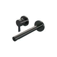 Brauer Gunmetal Edition Wastafelmengkraan inbouw - rechte uitloop rechts - hendel middel dik - model E2 PVD - geborsteld gunmetal 5-GM-083-S1-65