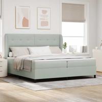 Boxspring bed met matras Lichtgrijs 200 x 200 cm Fluweel