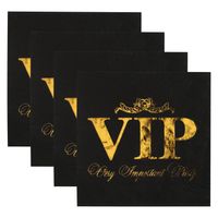Santex VIP thema feest servetten - 40x stuks - 33 x 33 cm - papier - goud/zwart themafeest - Feestservetten - thumbnail