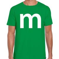 Letter M verkleed Carnaval t-shirt - groen - voor heren - M en M carnavalskleding - groepjes