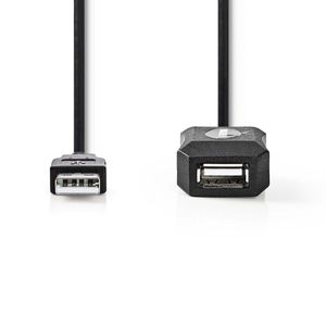 Nedis Actieve USB-Kabel | USB 1.1 / USB 2.0 | Male naar Female | 5 m | 1 stuks - CCGP60EXTBK50 CCGP60EXTBK50