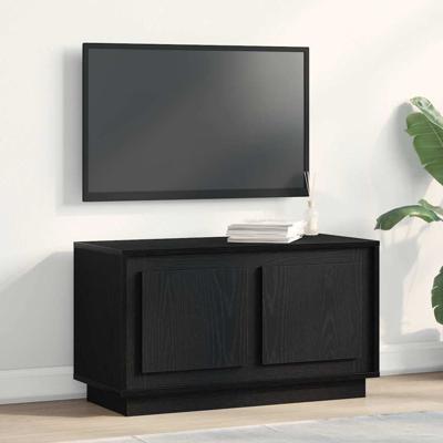 TV-kast Zwart eiken 80 x 35 x 45 cm Bewerkt hout
