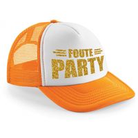 Foute party snapback/cap - oranje/wit - gouden letters - pet - dames/heren - thumbnail