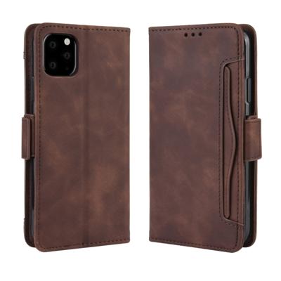 Portemonnee stijl huid voelen kalf patroon lederen draagtas voor iPhone 11 met aparte kaartsleuf (bruin)