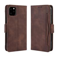 Portemonnee stijl huid voelen kalf patroon lederen draagtas voor iPhone 11 met aparte kaartsleuf (bruin)