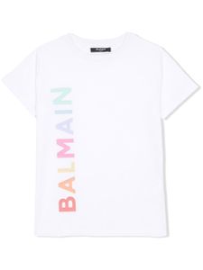 Balmain Kids t-shirt en coton à logo imprimé - Blanc