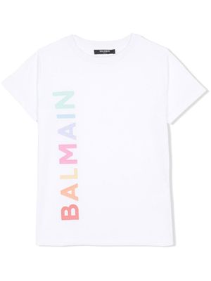 Balmain Kids t-shirt en coton à logo imprimé - Blanc