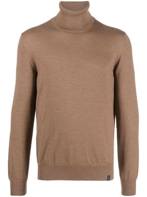 Fay pull en laine vierge à col roulé - Marron