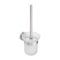 Toiletborstelhouder Sapho X-Steel Hangend 11.5x32.5 cm Geborsteld RVS / Melkglas Sapho