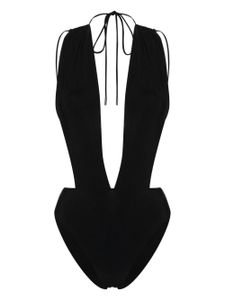 Saint Laurent maillot de bain à col v - Noir