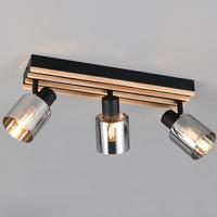 Trio Plafondlamp 3-lichtsTravia zwart met hout - R86533032