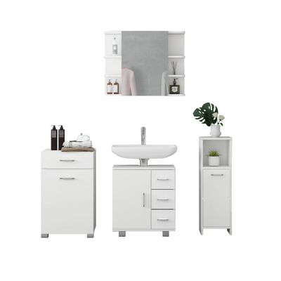 Badkamermeubelset 4-delig wit hout ML design