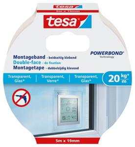 tesa GLASS 77741-00000-00 Montagetape tesa Powerbond Transparant (l x b) 5 m x 19 mm 1 stuk(s)