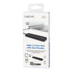 LogiLink UA0312 interface hub USB 3.2 Gen 1 (3.1 Gen 1) Type-C 5000 Mbit/s Zwart