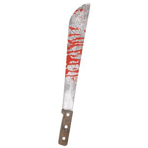 Horror kunststof hakmes/machete met bloed 20 cm   -