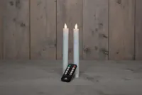 Anna&apos;s Collection LED dinerkaars flame effect rustiek 23 cm wit 2 stuks
