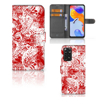 Telefoonhoesje met Naam Xiaomi Redmi Note 11 Pro 5G/4G Angel Skull Rood - thumbnail