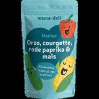 Mama Deli Maaltijd Orzo, Courgette, Rode Paprika & Mais 8+ Maanden 150 g bij Jumbo