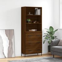 Hoge kast 69,5x34x180 cm bewerkt hout bruin eikenkleur